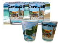 Blue Collage Two Shot Cornwall Glasses
